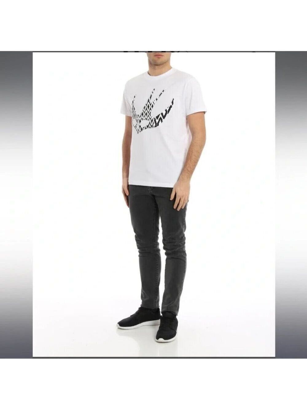 NWT MCQ Alexander McQueen Swallow embroidered patch t-shirt black and white